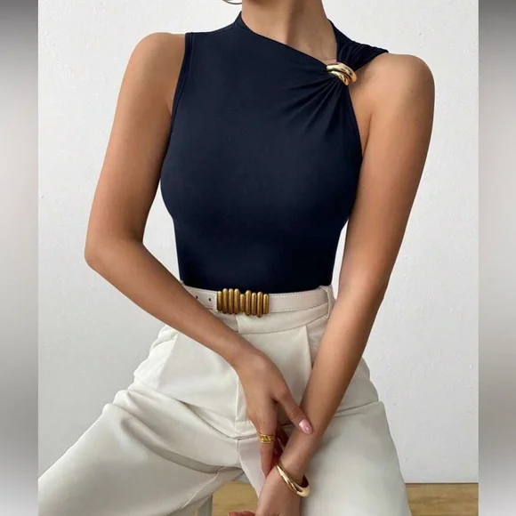 Rust Brown Asymmetrical Women Top
